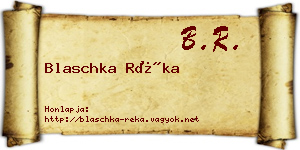 Blaschka Réka névjegykártya